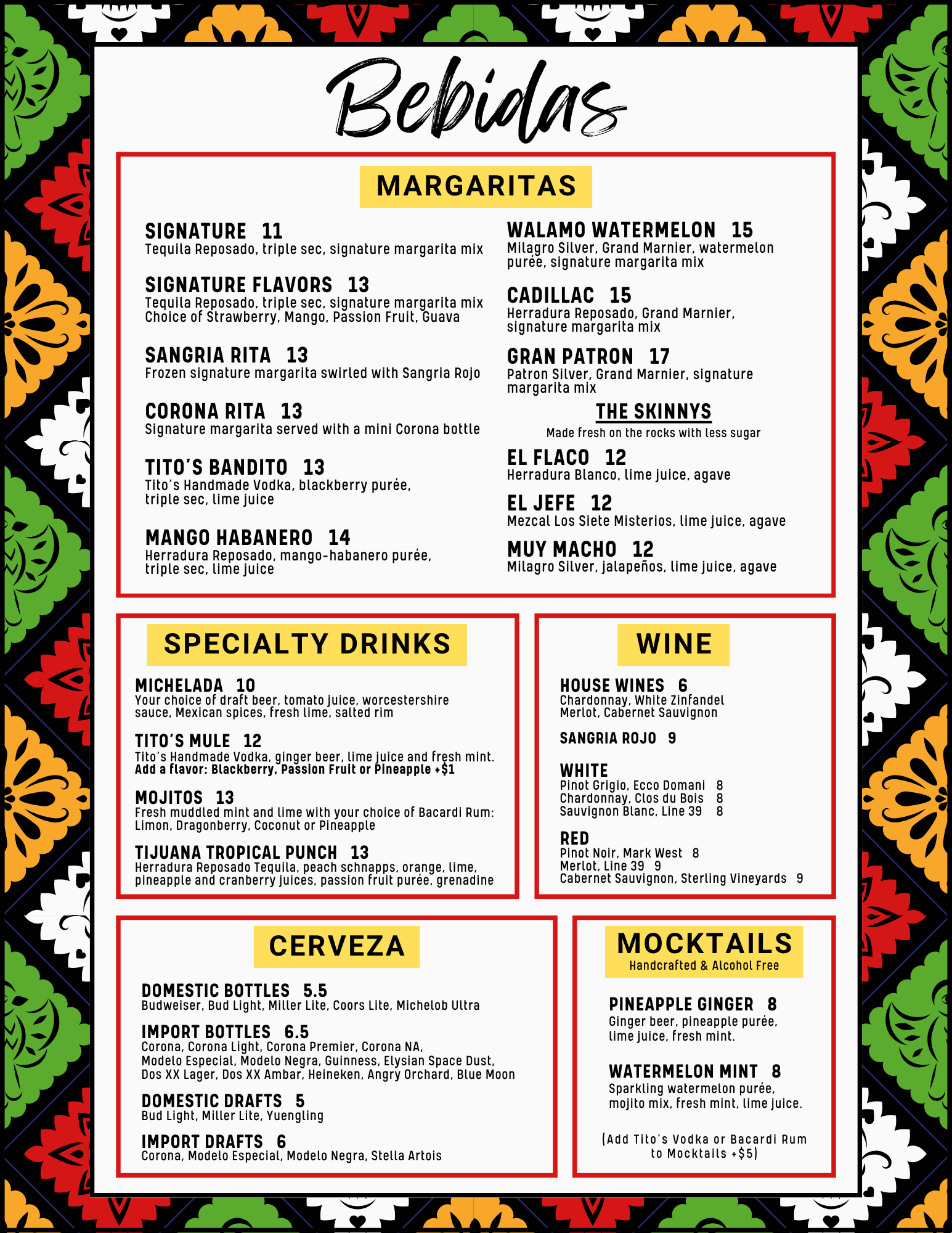 Drink Menu, Tijuana Taxi