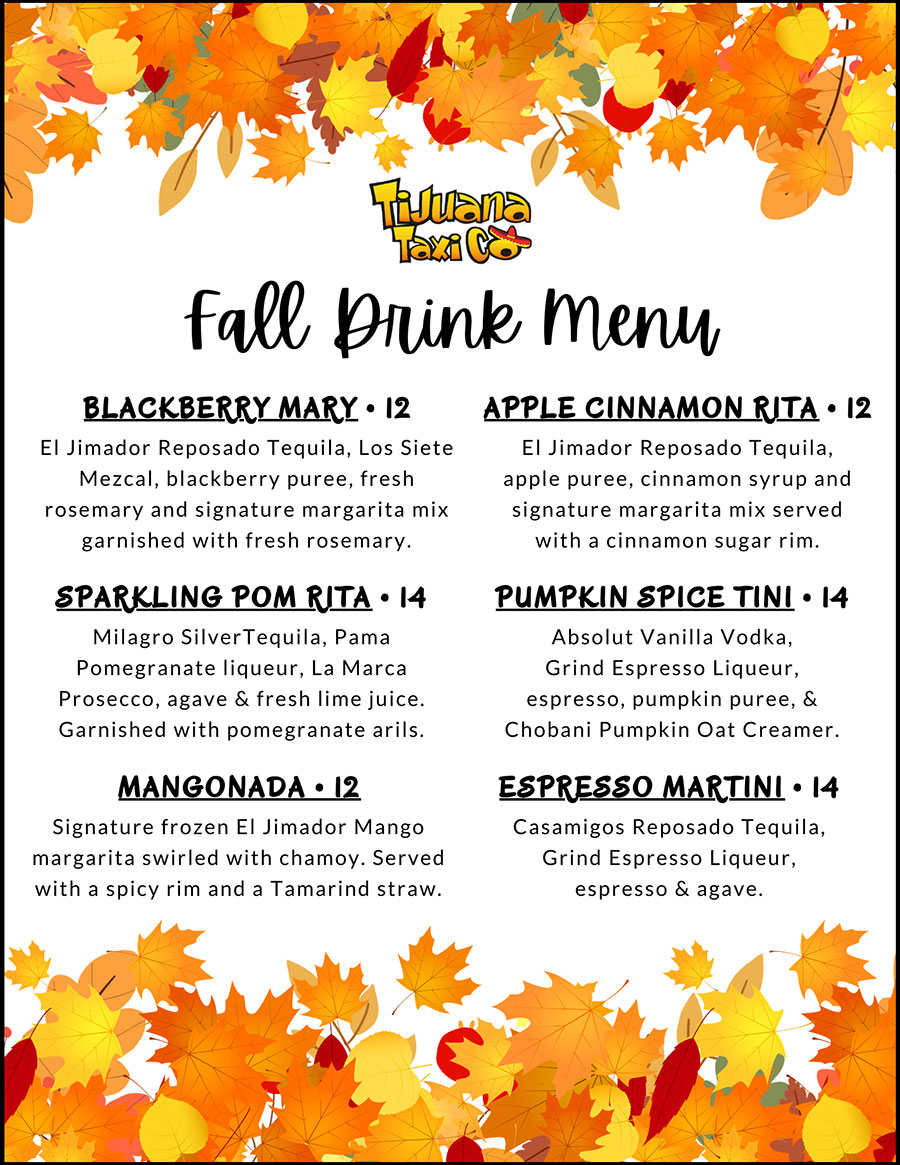 Davie Fall Drink Menu 900