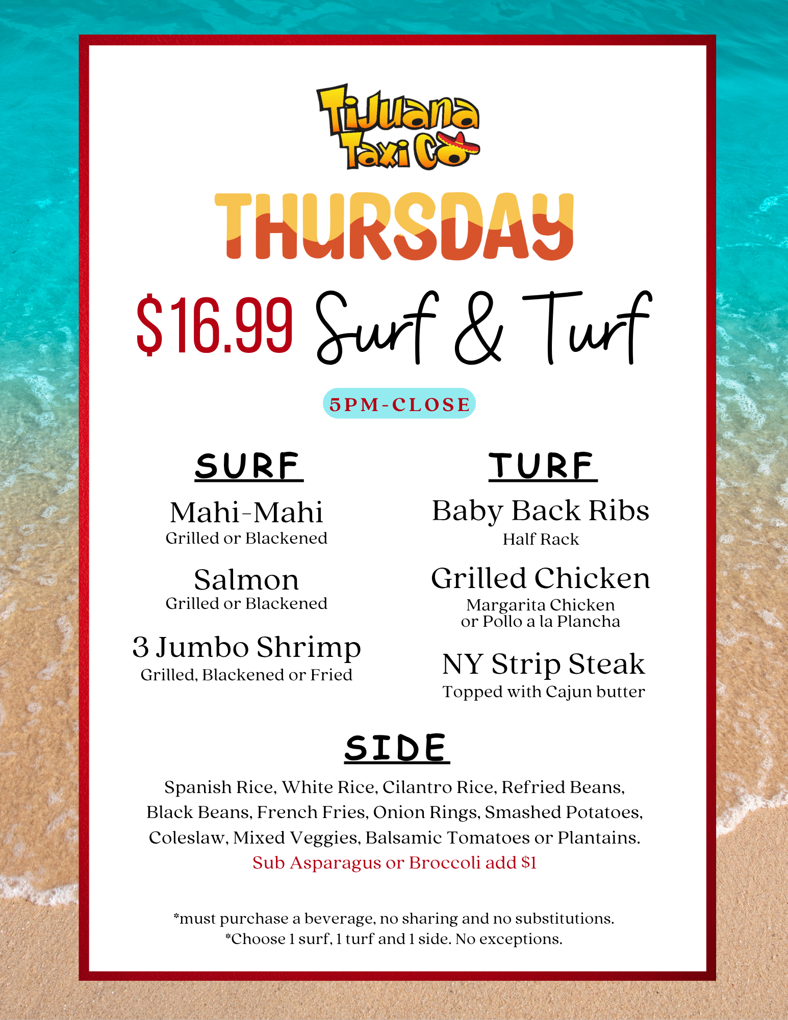 Surf and Turf , tijuana taxi co, davie, coral springs, deerfield beach
