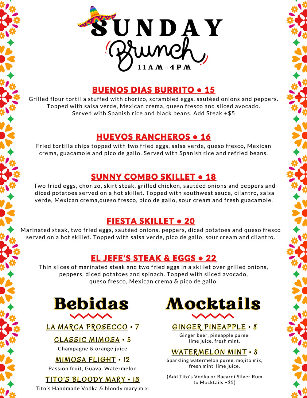 Tijuana Taxi Davie Brunch Menu