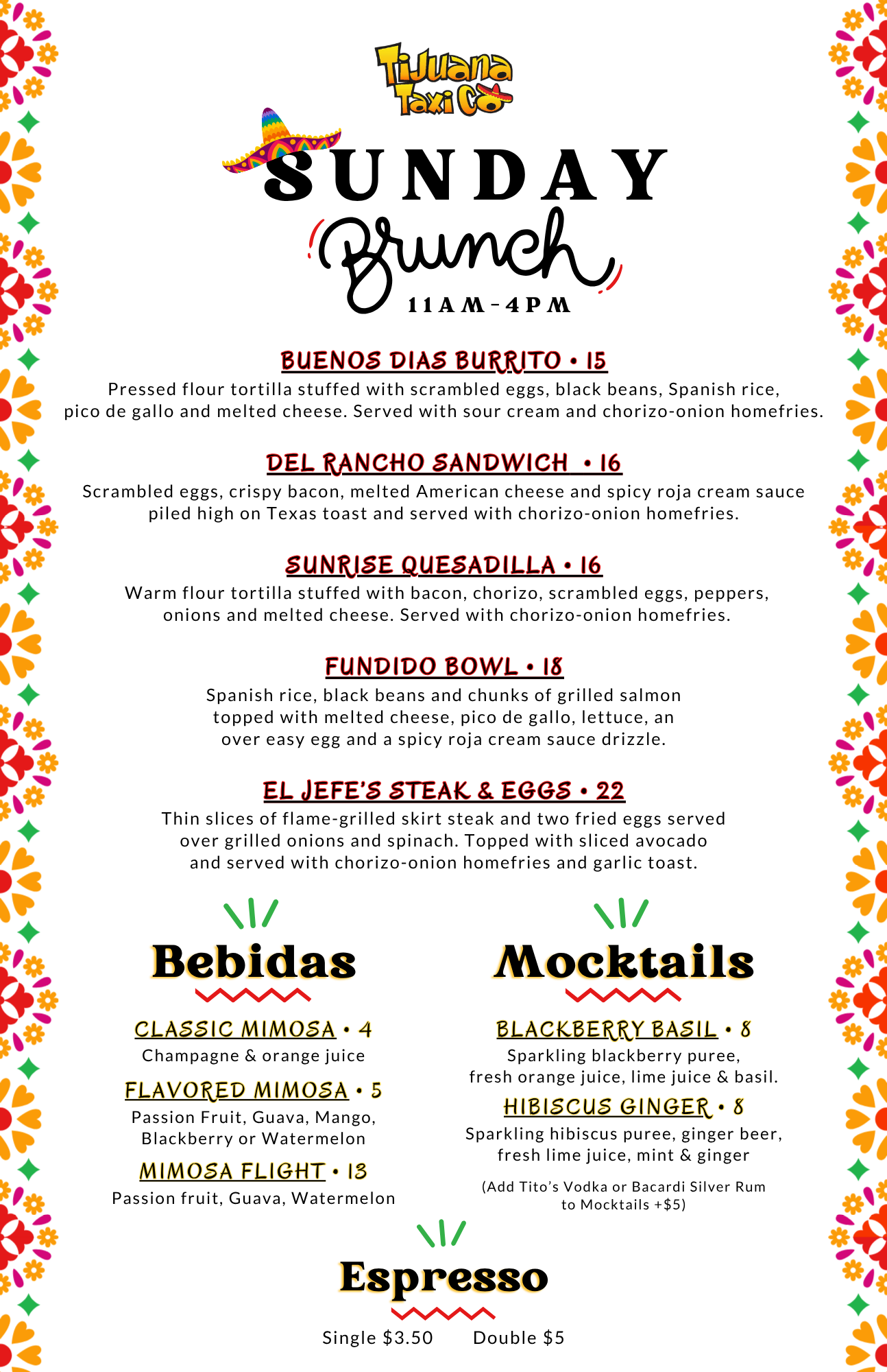 Coral Springs Brunch , Tijuana Taxi Co.